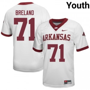 Malachi Breland #71 White Youth Football High School Jersey | Official Arkansas Team Apparel 53430483
