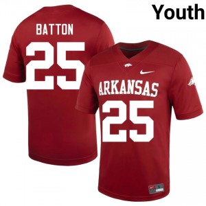 Markeylin Batton #25 Arkansas Razorbacks Cardinal Authentic Youth Football College Jersey | Hog Wild Premium Gear 99673083
