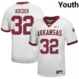 Matt Adcock #32 White Youth Football Player Jersey | Official Razorbacks Team Apparel 21429867