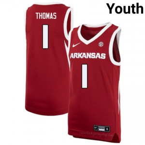 Arkansas Razorbacks Meleek Thomas #1 Cardinal Jersey | Youth Basketball Premium Stitch Edition 10340870