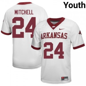 Miguel Mitchell #24 White Youth Football College Jersey | Official Arkansas Razorbacks Team Apparel 56710021