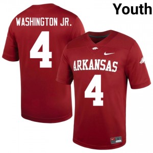 Mike Washington Jr. #4 Arkansas Razorbacks Cardinal Authentic Youth Football College Jersey | Hog Wild Premium Gear 49962302