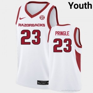 Nick Pringle #23 Arkansas Razorbacks White Authentic Youth Basketball NCAA Jersey | Hog Wild Premium Gear 92099456