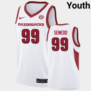 Paulo Semedo #99 Arkansas White Authentic Youth Basketball University Jersey | Hog Wild Premium Gear 60790611