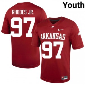 #97 Quincy Rhodes Jr. Arkansas Razorbacks Cardinal Youth Football Jersey | SEC NCAA Licensed Gear 77008584