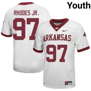 UARK Quincy Rhodes Jr. #97 White Jersey | Youth Football Premium Stitch Edition 94301607