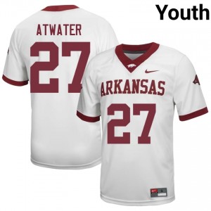 Arkansas Razorbacks Steve Atwater #27 White Jersey | Youth Football Premium Stitch Edition 18099907