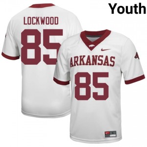Arkansas Razorbacks Ty Lockwood #85 White Jersey | Youth Football Premium Stitch Edition 53122090